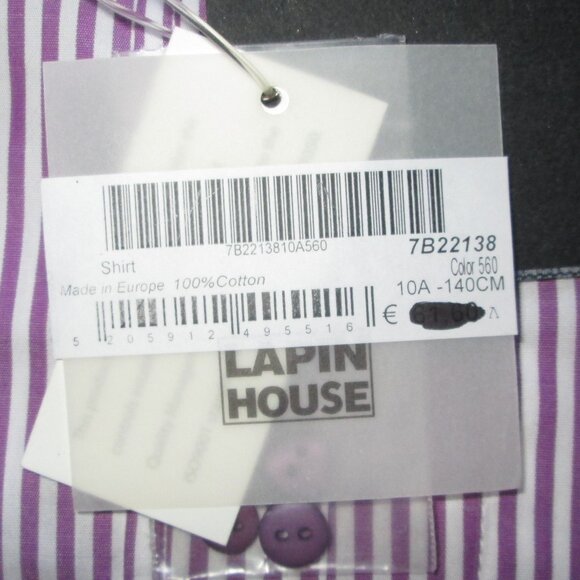 Boy's Lapin House Lavender Striped 100% Cotton Shirt, machine washable, size 10 - Picture 3 of 3